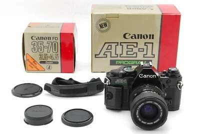 Canon AE-1 Program Black MF Film Camera FD 35-70mm f/3.5-4.5 Lens in Box #492 - Image 1 of 4