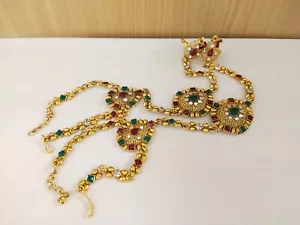 Joyería India Hath Punja Bollywood Étnico Enchapado en Oro Pulsera con Anillos - Imagen 1 de 1