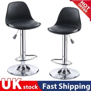 🔥1set 2X Adjustable Breakfast Bar Stools Swivel Gas Lift Chair Kitchen Cafe Pub - Picture 1 of 26