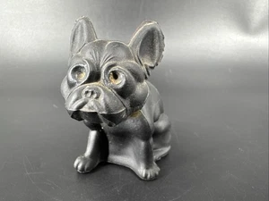 Vintage Mid Century Westmoreland schwarz satiniertes Glas Französische Bulldogge fehlende Augen - Bild 1 von 12