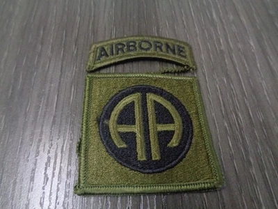 82nd Airborne Patch  with rocker  OD GREEN DESERT STORM ISSUE WOODLAND SET - Image 1 of 4