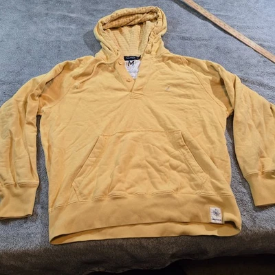 Moletom com capuz amarelo Nautica masculino listrado médio dentro do capuz puxar corda puxar - Imagem 1 de 4