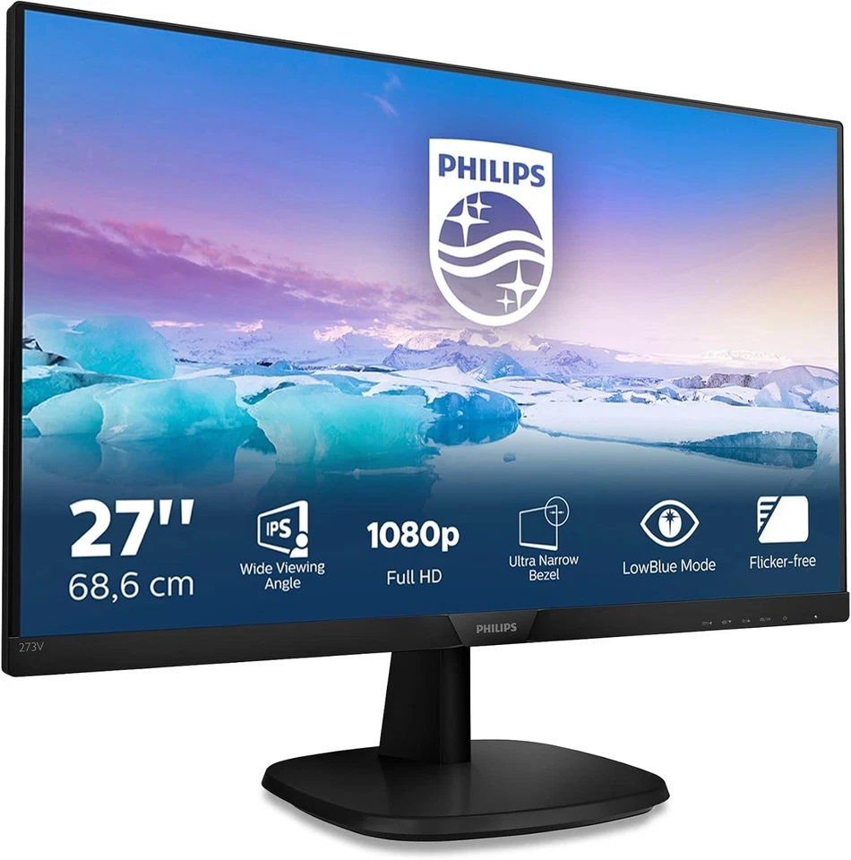 Philips 273v7qdsb - 27 zoll fhd monitor 1920x1080, 75 hz, vga, dvi, hdmi schwarz - Bild 1 von 4