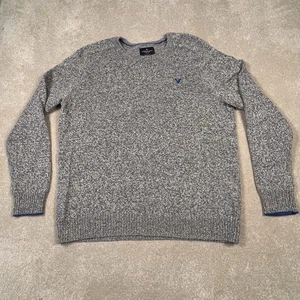 American Eagle Sweater Crew Neck Classic Fit Gray Cotton Blend Marbled Mens L - Picture 1 of 10