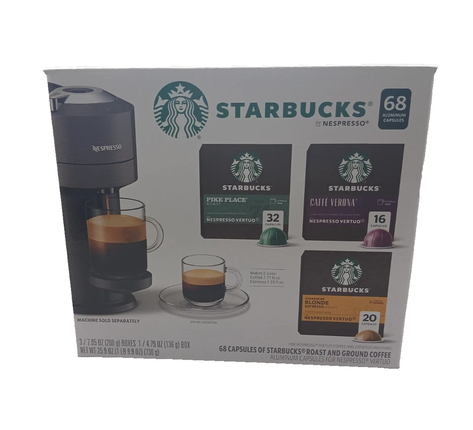 Starbucks Vertuo Coffee Pods 68 ct Variety Pike Place Verona & Blonde Espresso