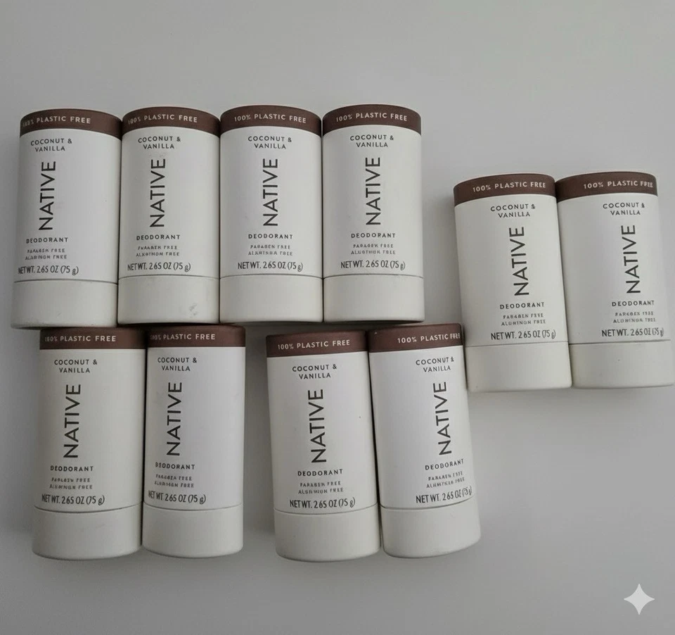 Lot of 10- Native Coconut Vanilla Plastic Free Deodorant 2.65 oz Each NEW - Image 1 of 1