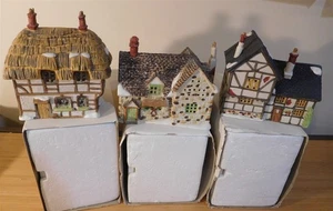 Dept 56 Dickens Village - Dickens Cottages - Set of 3 - Thatched, Stone & Tudor - Picture 1 of 5