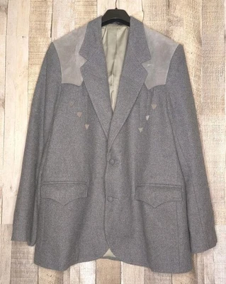 Pioneer Wear Blazer Suit Jacket Mens Size 46 Large Wool Suede Western Sport Coat - Image 1 of 4