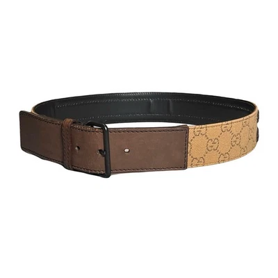 Gucci GG Supreme Canvas Leather Belt Tan Brown 75/30 Italy 34”x1.75” XS-S Luxe - Image 1 of 4