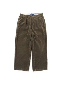 Vintage Polo Ralph Lauren Kord Andrew Hose Herren 30/25 (Etikett 32/31) Plissee Oliv - Bild 1 von 5