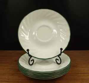 6  Corelle Callaway Ivy Swirl Green Rim 6 1/8" Saucers - Picture 1 of 14