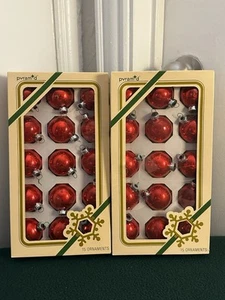 Ornamenti decorativi in vetro piramide vintage - set di 15 per scatola - rosso - Foto 1 di 2