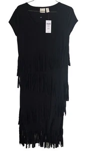 Chico's Womens Dress Size 00 Black Fringe Fashion Whimsy Goth Witchy - Picture 1 of 9