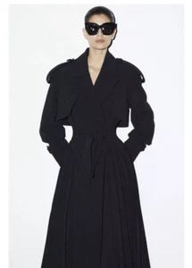 max mara mod stylish women’s black trench coat size 40 us 8 10 - Picture 1 of 20