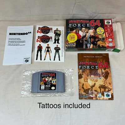 N64 Fighting Force 64 Orginal Shrink Wrap! Tattoos included! CIB, Cleaned/Tested - Image 1 of 4