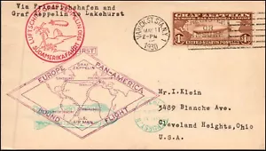 Scott C14 $1.30 Graf Zeppelin Flight Cover South America Flight On Card SCV $390 - Picture 1 of 2