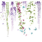  Green Plant Wall Stickers Purple Floral Wisteria Nursery Decals Noble