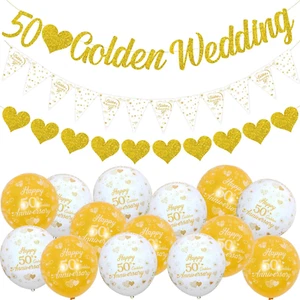 50Th Wedding Anniversary Decor Party, Golden Wedding Anniversary Decor, Glitt... - Picture 1 of 1