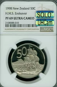 1998 NEW ZEALAND 50 CENTS NGC PF69 MAC UHCam SOLO FINEST SPOTLESS 2000 MINTED * - Picture 1 of 2