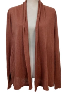 Tahari NWT Open Cardigan Sweater Women's XL 100% Linen Long Sleeve Brown - Picture 1 of 9