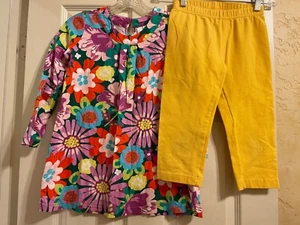 Hanna Andersson Floral Dress and Yellow Crop Pants Size 130 8 - Picture 1 of 3