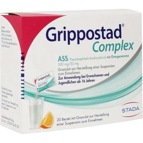 STADA CONSUMER HEALTH DEUTSCHLAND GMBH GRIPPOSTAD Complex ASS/Pseudoeph.500/30 mg Orange 20 St PZN 16903477