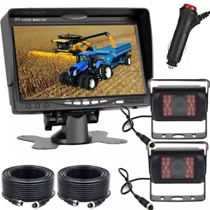 7" Rear View Monitor Truck Caravan Motorhome IR Reversing 4Pin CCD Two Camera - Picture 1 of 23