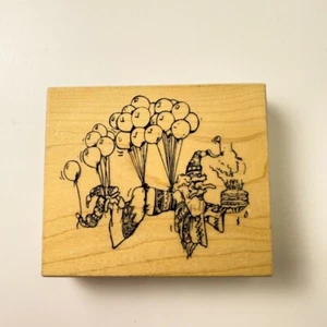 Wizard with Birthday Cake Balloons~HTF Rubber Stamp~Visual Image Printery (VIP) - Picture 1 of 8