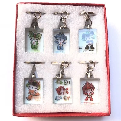 2008 Beijing Olympics Official Mascot Keychain Complete New Set of6 Original Box - Image 1 of 4