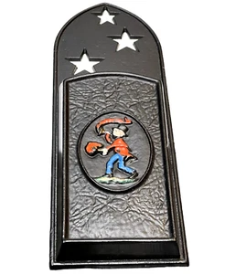Fireplace Match Holder Black Iron Cut Out Stars Fire Mark Ins Marked Emig 1344B - Picture 1 of 9