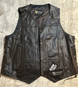 Xelement Vest 4XL Mens Biker Dark Brown Leather Sleeveless - Picture 1 of 9