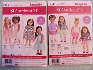 2 patrones de ropa para muñeca Simplicity 18" American Girl Our Generation NUEVOS SIN USAR - Imagen 1 de 9