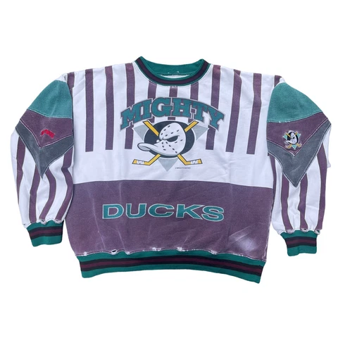 Vintage 90s Anaheim Mighty Ducks Sweatshirt Crewneck Nutmeg Size XL NHL Disney Cover