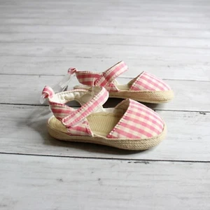 Carter's Baby Girl's Espadrille Sandal Shoes Size 3-6 Months Pink Gingham - Picture 1 of 6
