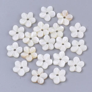 100pcs Natural Freshwater Shell Beads Undyed Flower Creamy White 9x2mm - Picture 1 of 2