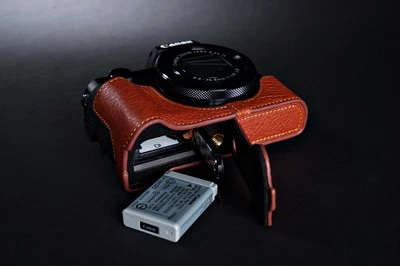 Genuine real Leather Half Camera Case bag cover for Canon G5X G5 X Bottom Open - Image 1 of 4