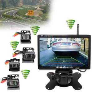 4x Cámara de marcha atrás con y Split Quad Monitor 12V-24V Camión Coche Sistema de marcha atrás 7" - Imagen 1 de 10