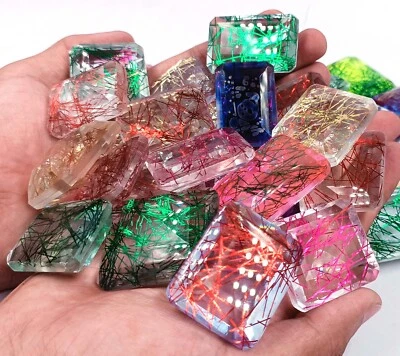 5000.00 Ct/1KG Red,Pink,Green,Golden,Bi-Color Rutilated Quartz Mix Lot Gems LVR - Image 1 of 4
