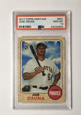 2017 Topps Heritage Pittsburg Pirates Jose Osuna RC #691 PSA 10 POP 4 - Image 1 of 2