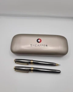 Sheaffer Prelude Brushed Chrome Gold Trim Rollerball Pen & Mechanical Pencil Set - Picture 1 of 13