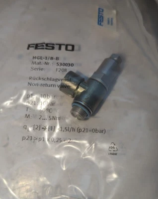 *NEW* FESTO HGL-1/8-B 530030 Piloted Non Return Valve - Image 1 of 2
