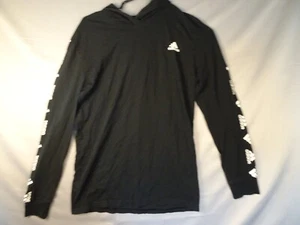 Adidas Shirt Youth L (14/16) Black Lightweight Hooded Long Sleeve Active - Picture 1 of 12