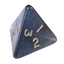 1x D4 Fire Opal 'Smoke with Scarabeus' Dice - Crystal Caste Glitter - OOP