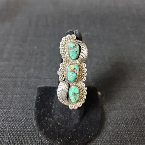 Vintage Old Pawn Sterling Turquoise Navajo Ring Sz 6 - Picture 1 of 12