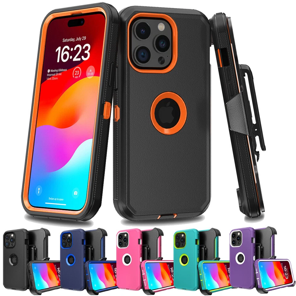 GOODEALSES For iPhone 15 Plus 15 Pro Max 15 Case Heavy Duty Shockproof Hard Cover Belt Clip