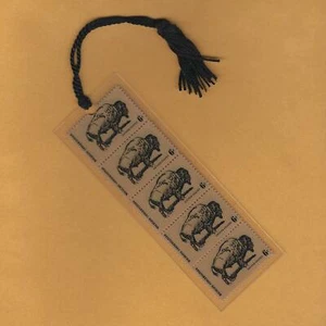 Wildlife Conservation: The Buffalo - Vintage Set of 5 Stamps Bookmark Unique! - Picture 1 of 2