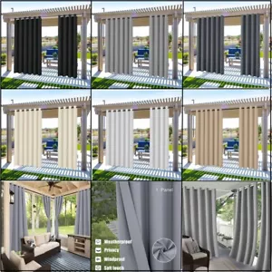Waterproof Outdoor Curtains for Patio Gazebo Thick Privacy Grommet Drapes - Picture 1 of 59