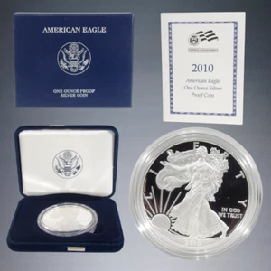 2010-W U.S. Mint American Eagle 1 oz SILBER PROOF 1 $ DOLLAR MÜNZE + COA - Bild 1 von 3