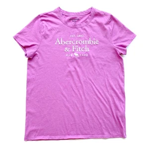 Abercrombie Kids Girls Size 15/16 Pink Logo Tee Short Sleeve Cotton Blend - Picture 1 of 9