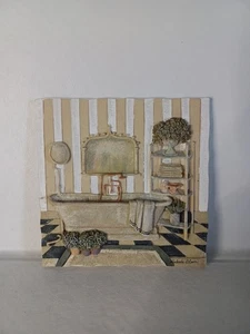 C. Winterle Olson Vtg Hand Painted 3D Bathroom Tile Plaque Wall Art 5.5" Blue - Picture 1 of 3